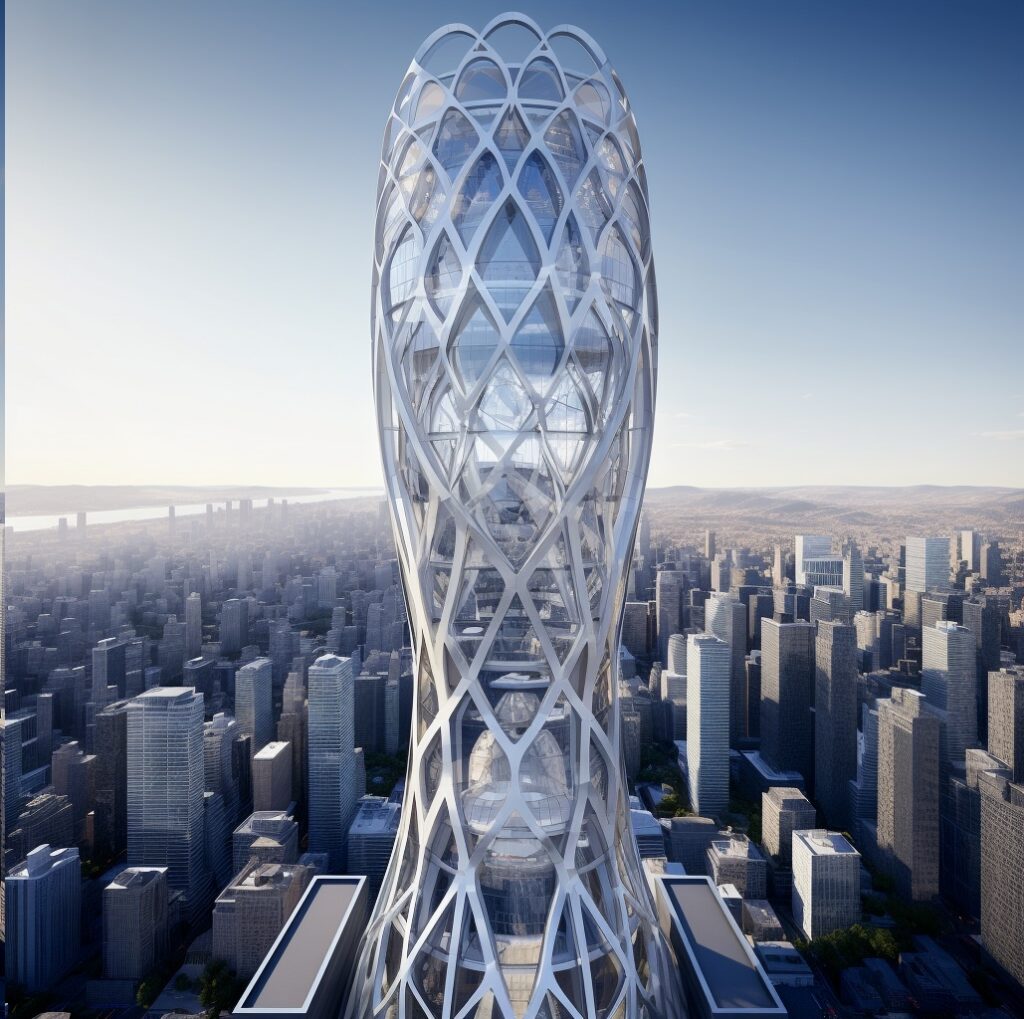 Photorealistic rendering of a tower concept by Modern Renders.